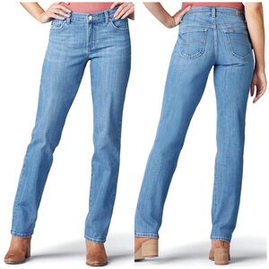 Lee : size 14 : ‘short’ : light wash relaxed fit straight leg casual denim jeans